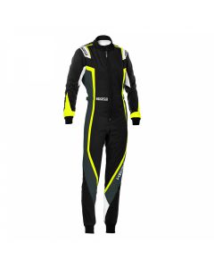 SPARCO KERB LADY'S KART SUIT-BLACK/YELLOW-XX-SMALL